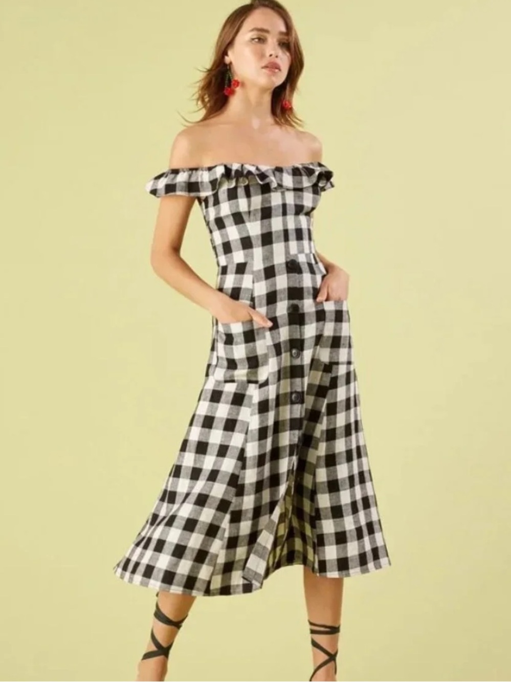 Reformation Hattie Plaid 100% Linen Dress 8
